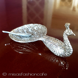 （画像用） クジャク鳥スパイス皿 スプーン付き調味料皿