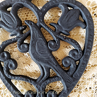 （画像用） ポットスタンド　鍋敷き ヴィンテージ　鳥と花