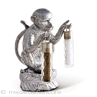 （画像用） 猿・サルの調味料入れ 塩コショウ・ガラス瓶