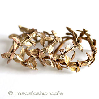 （画像用） マイケルミショー　ハーブ金葉 ナプキンリング　４個セット