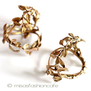 （画像用） マイケルミショー　ハーブ金葉 ナプキンリング　４個セット