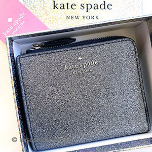 （画像用） ケイトスペード　箱付き キラキラ二つ折りお財布
