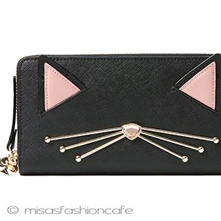 （画像用） ケイトスペード　長財布 猫ねこ　ビジューの鼻♡