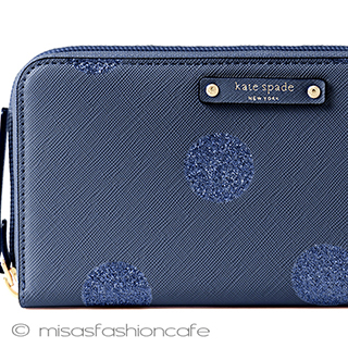 （画像用） ケイトスペード　長財布 ネイビードット　水玉柄