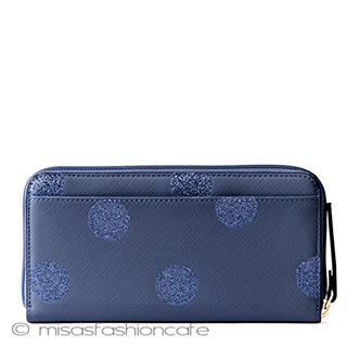 （画像用） ケイトスペード　長財布 ネイビードット　水玉柄