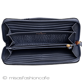 （画像用） ケイトスペード　長財布 ネイビードット　水玉柄