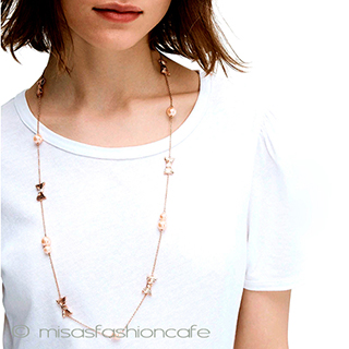 （画像用） ケイトスペード　リボン パール　ロングネックレス