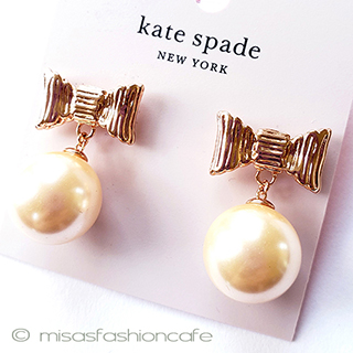 （画像用） ケイトスペード　ピアス パールRoseGoldリボン