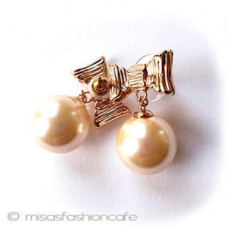 （画像用） ケイトスペード　ピアス パールRoseGoldリボン