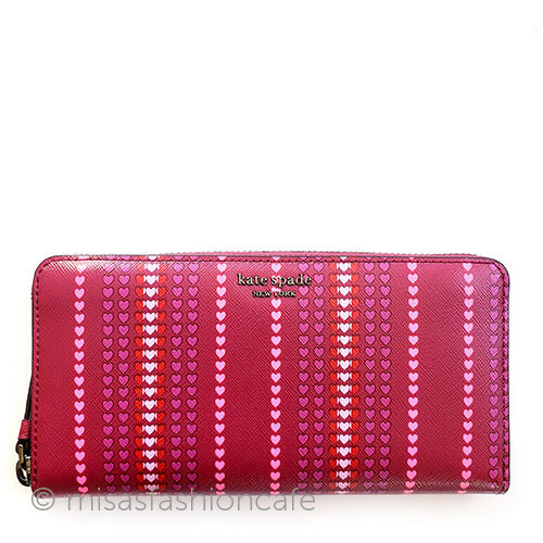 （画像用） ケイトスペード　長財布 ハート　蛍光ピンク
