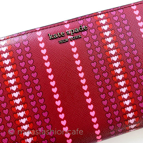 （画像用） ケイトスペード　長財布 ハート　蛍光ピンク