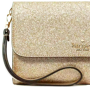 （画像用） KateSpadeゴールド金 お財布兼バッグ２Way