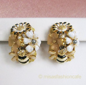 （画像用） パステル フラワーガーデン KJL ミツバチ イヤリング