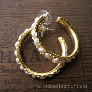 （画像用） KJL フープ　ピアス パール　Mサイズ