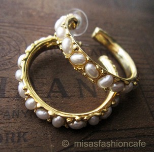 （画像用） KJL フープ　ピアス パール　Mサイズ