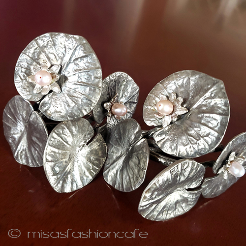 （画像用） マイケルミショー　真珠 SET ナプキンリング　睡蓮の花