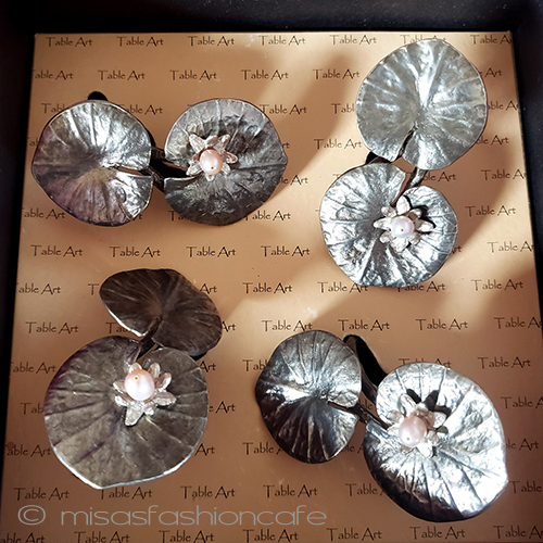 （画像用） マイケルミショー　真珠 SET ナプキンリング　睡蓮の花