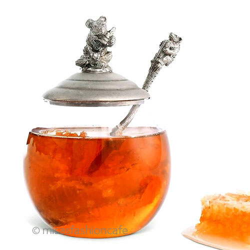 （画像用） 親子熊　クマの蜂蜜 スプーン付ガラス容器