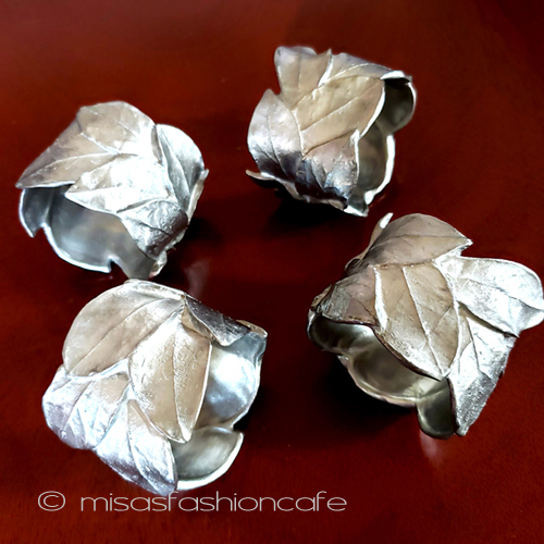 （画像用） マイケルミショー銀葉ハーブ ナプキンリング4個再販！