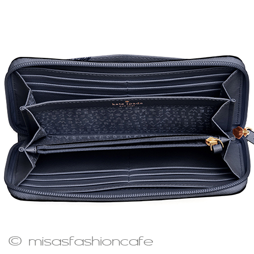 （画像用） ケイトスペード　長財布 ネイビードット　水玉柄