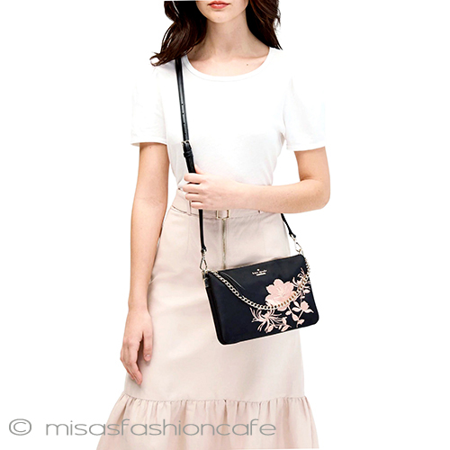 （画像用） ケイトスペード　お花刺繍 ハンドショルダーバッグ