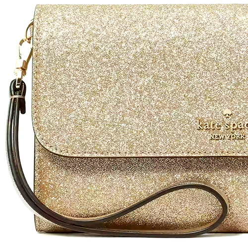 （画像用） KateSpadeゴールド金 お財布兼バッグ２Way