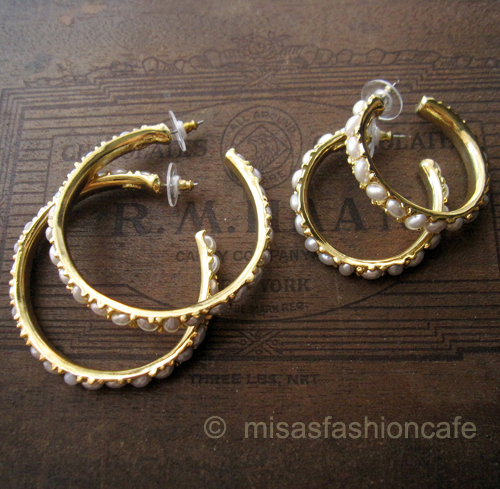 （画像用） KJL フープ　ピアス パール　Mサイズ