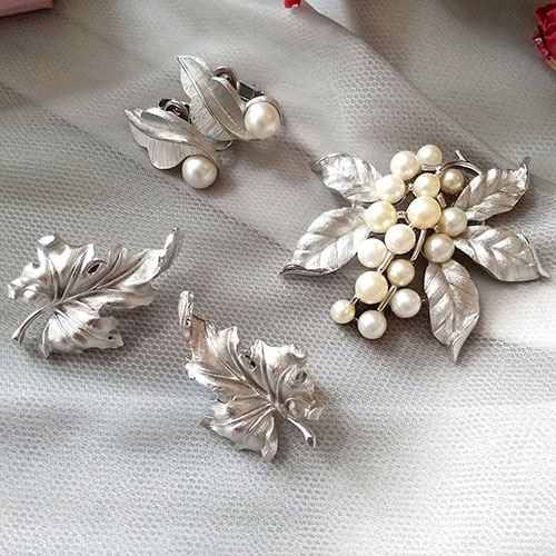 （画像用） TrifariトリファリSET 「銀の葉」3点セット