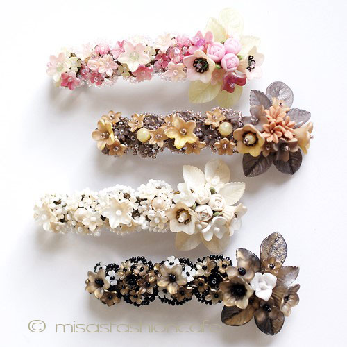 （画像用） パーティー・ヘアーバレッタ フランス製　フラワー