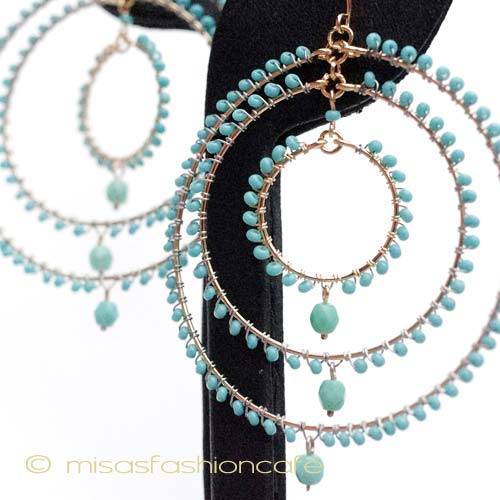 （画像用） ターコイズ3連　フープ