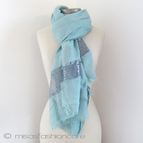 （画像用） スパンコール ストール（大） アクアブルーグリーン