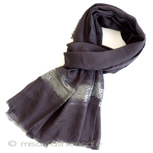 （画像用） スパンコール ストール チャコール・グレー（大判）