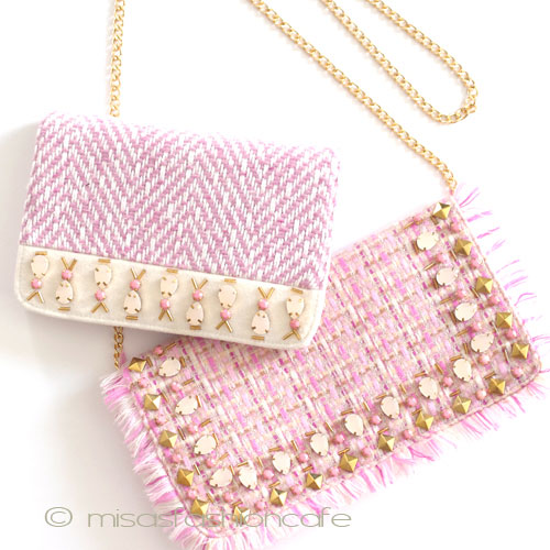 （画像用） ビジューバッグ再販！ ツイード　チェーン付属