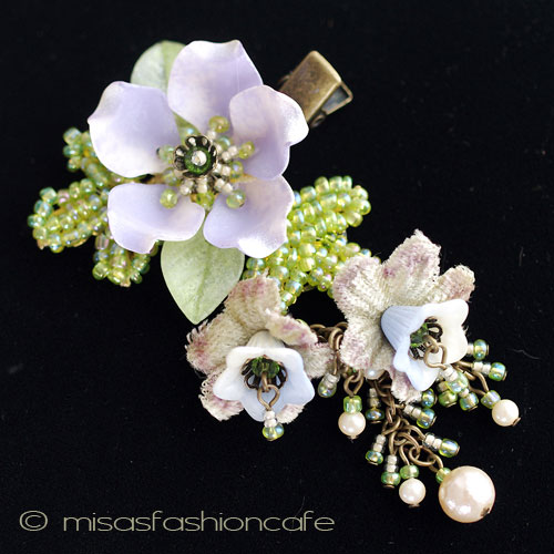 （画像用） CA/仏製ヘアークリップ お花パープル＆パール