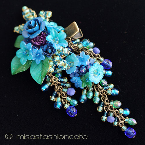 （画像用） CA/仏製ヘアークリップ ブルーグリーンのお花