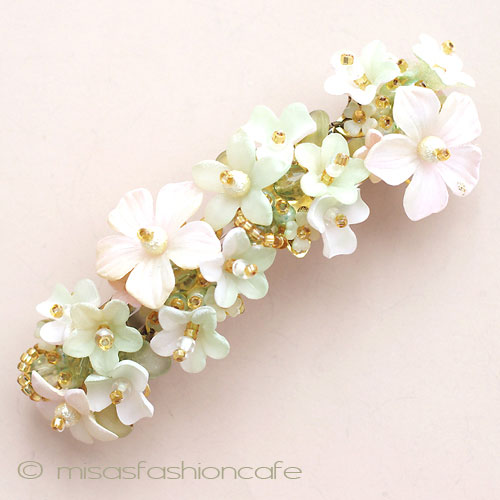 （画像用） CA/仏製　お花バレッタ フラワー＆パール