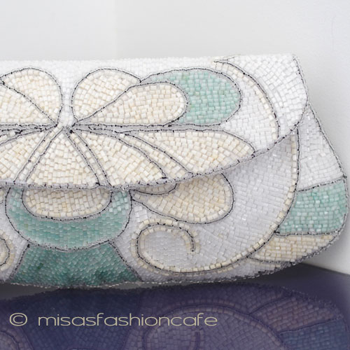 （画像用） クラッチ バッグ 　 アイボリーｘグリーン