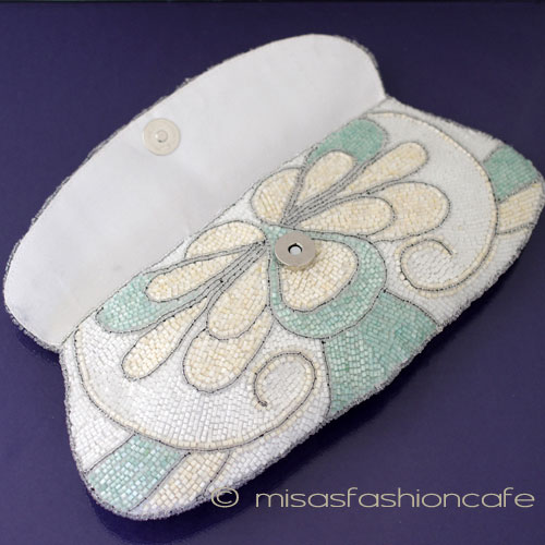 （画像用） クラッチ バッグ 　 アイボリーｘグリーン