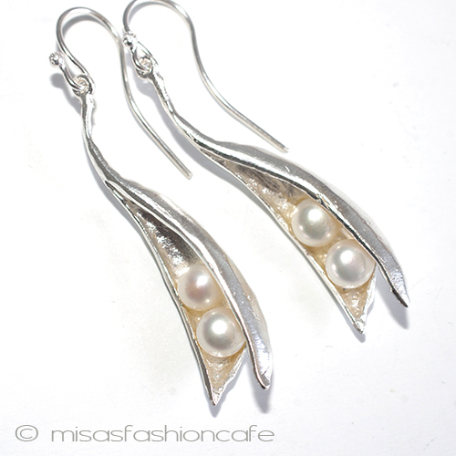 （画像用） 真珠　さやえんどう豆　 ピアス　または　クリップ