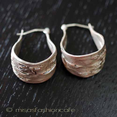 （画像用） Michaud ピアス　 ピンクシルバー白樺