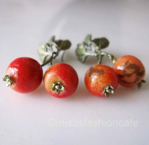 （画像用） マイケルミショー ピアス 天然珊瑚のりんご