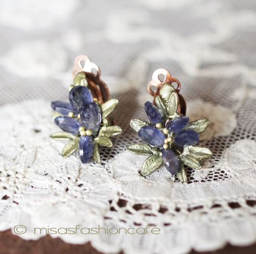 （画像用） マイケルミショー イヤリング 　天然石　藤の花