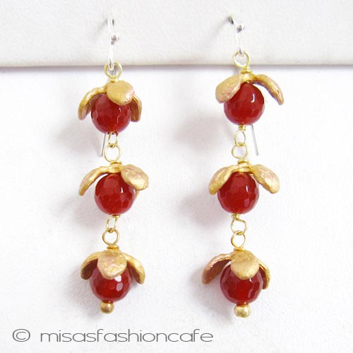 （画像用） Michaud ピアス 天然石カーネリアンの実