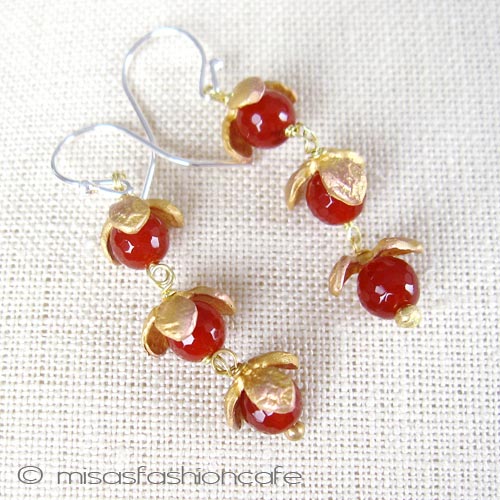 （画像用） Michaud ピアス 天然石カーネリアンの実