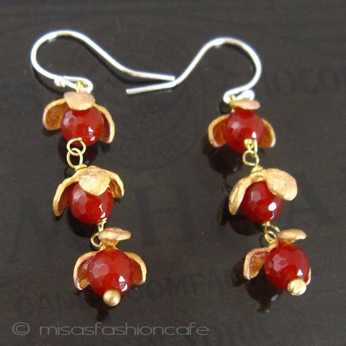 （画像用） Michaud ピアス 天然石カーネリアンの実