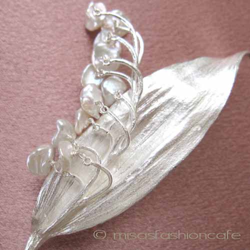 （画像用） Michaud ブローチ 銀製 真珠のすずらん