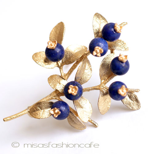 （画像用） マイケルミショー 　ブローチ 24Kgp天然石ブルーベリー