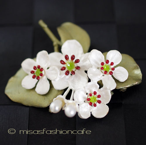 （画像用） マイケルミショーブローチ 真珠　梨の花　再販