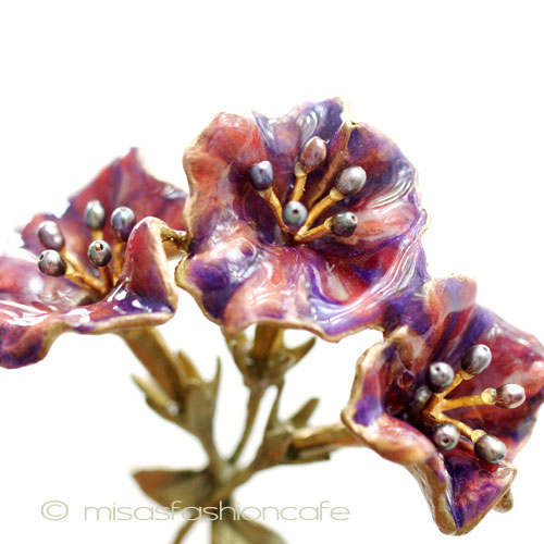 （画像用） マイケルミショー ブローチ 朝顔の花　真珠