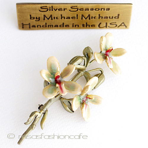 （画像用） マイケルミショーブローチ エナメル蘭の花 再販！